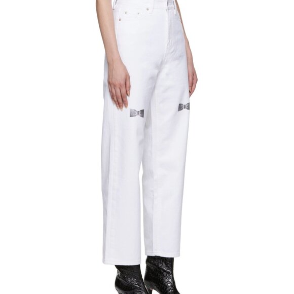 KIMHĒKIM White Bow Stamped Jeans - Picture 3 of 8